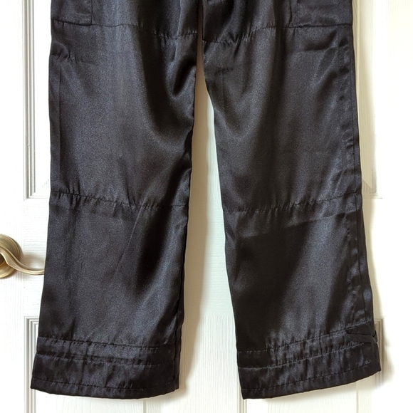 Catalina Satin High Waisted Straight Leg Ankle Cinch Cargo Pants Rich Black M - Picture 7 of 15